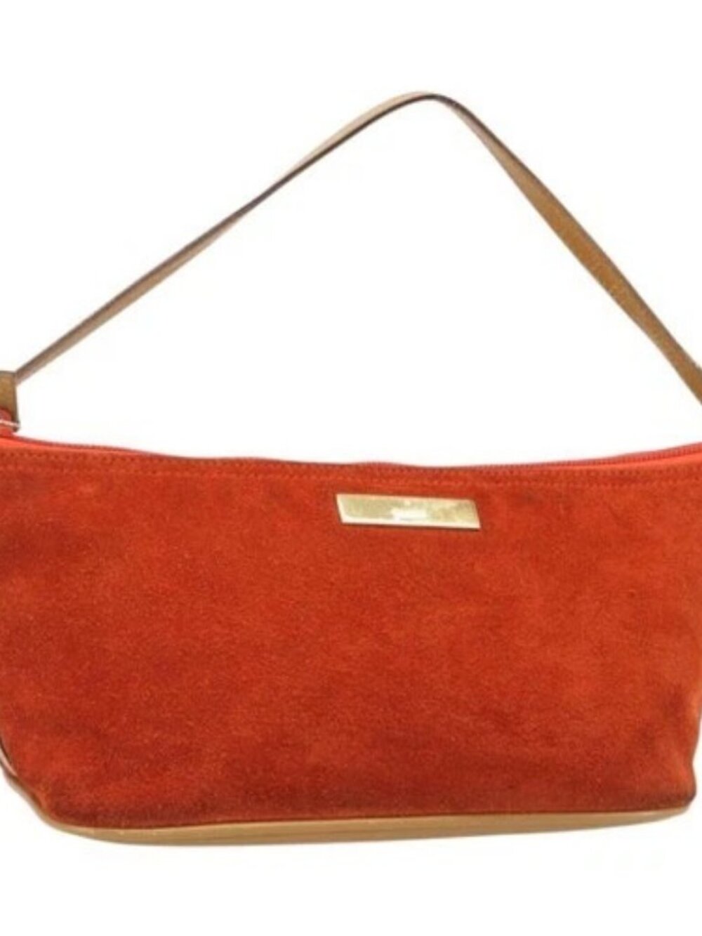 GUCCI Accessory Pouch Suede Orange Gold 039 1103 2123 Auth 188458